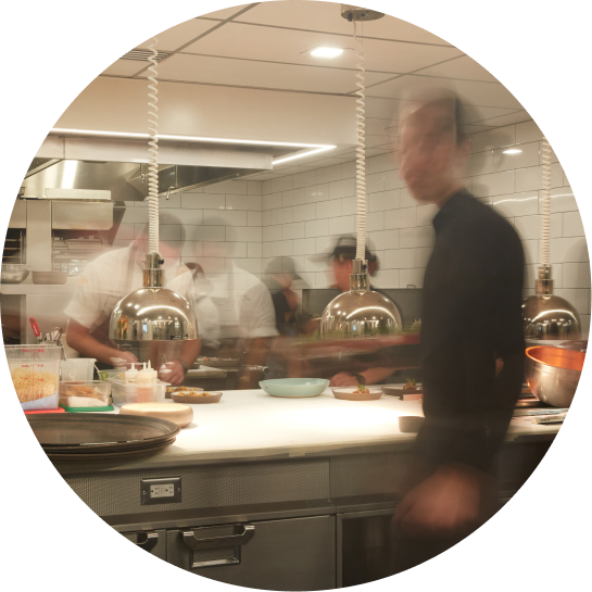Action in The Restaurant Kitchen during Service
